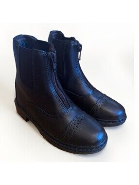 New TuffRider Boys Black Starter Zip Front Paddock Boots Riding Size 12